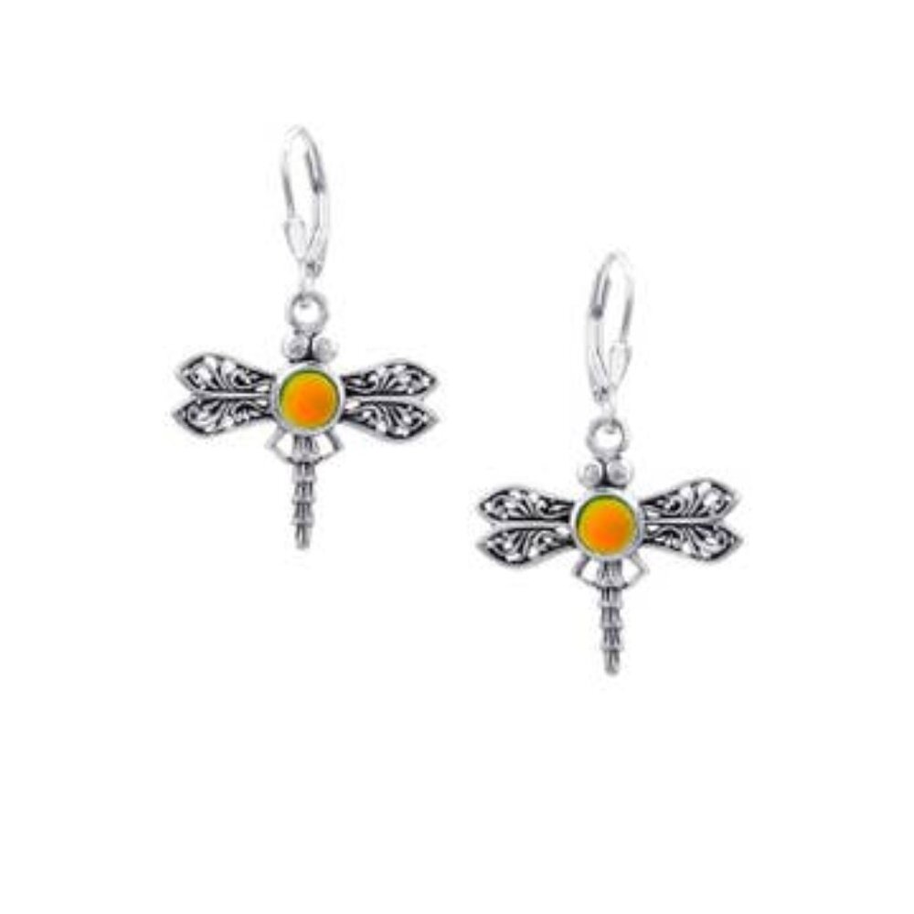 Dragonfly Earrings Sterling Silver Crystal Jewelry Dangle